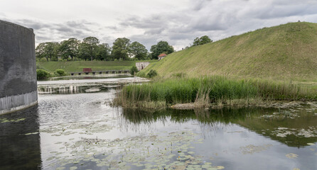 Fototapeta premium green ramparts and moat at Kastellet, Copenhagen