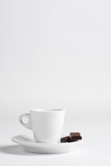 Coffee cup with chocolate  on a white background.Cup of espresso.