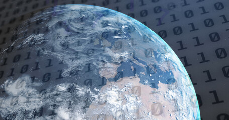 Image of binary coding over globe