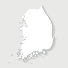 Simple white South Korea map on gray background, vector
