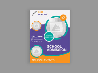 Kids back to school education flyer. Admission flyer template
