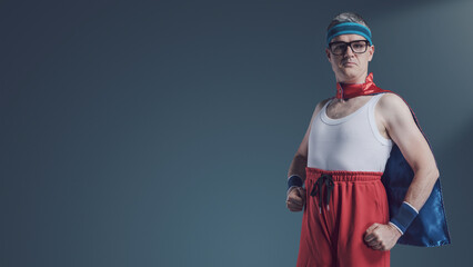 Funny confident superhero with glasses portrait © stokkete