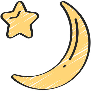 Cresent Moon With Star Icon