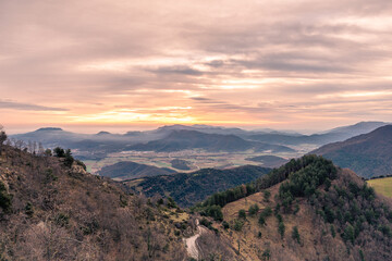 Morning on the beautiful valley (Garrotxa Volcanic Park, Catalonia, Spain)