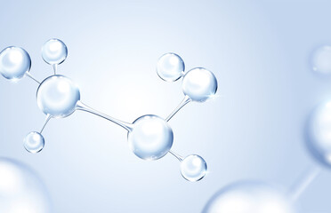 3d glass molecules or atoms - obrazy, fototapety, plakaty
