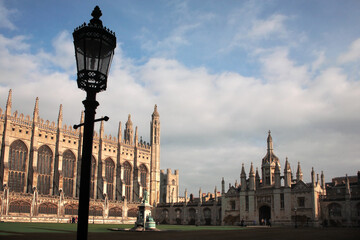 Fototapeta na wymiar The famous King's College Chapel, Gatehouse and front court, Cambridge, England, UK
