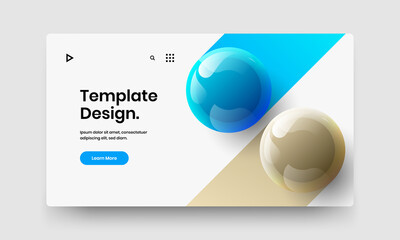 Simple website design vector template. Amazing realistic spheres landing page layout.