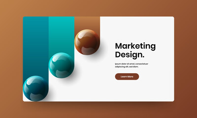Creative brochure design vector concept. Vivid 3D spheres horizontal cover layout.