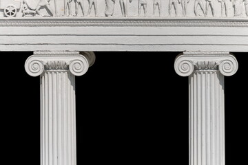 Elements of architectural decorations of buildings, columns and tops, arches and gypsum stucco...