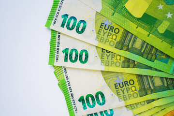Euro banknotes. Paper money. Cash on white isolated background