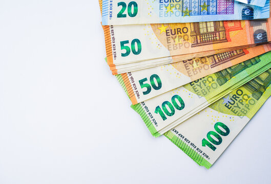 Euro banknotes. Paper money. Cash on white isolated background