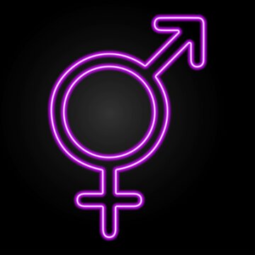 Hermaphroditism neon sign, modern glowing banner design, colorful modern design trends on black background. Vector illustration.