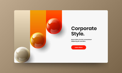 Abstract website vector design illustration. Trendy 3D balls handbill layout.