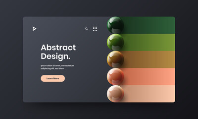 Bright site screen vector design layout. Unique realistic spheres web banner illustration.