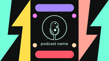 ABSTRACT TEMPLATE PODCAST MICROPHONE FLAT COLOR LIQUID DESIGN BACKGROUND VECTOR. GOOD FOR COVER DESIGN, BANNER, WEB,SOCIAL MEDIA