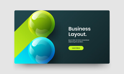 Trendy placard vector design concept. Creative realistic balls front page template.