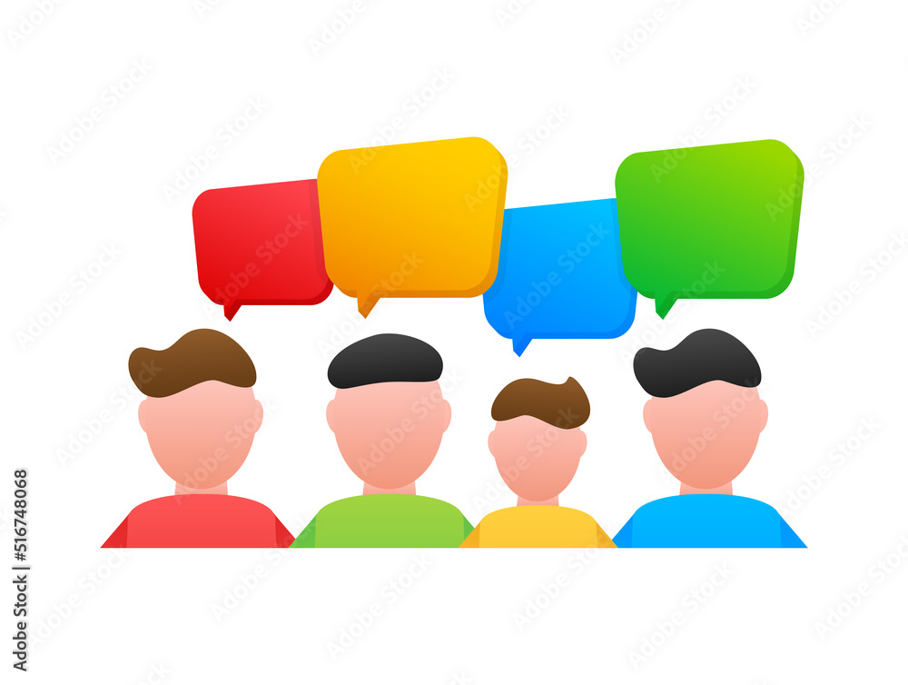 Canvas Prints People Communicate, Ask Questions, Searching Solution. Dialog, chat speech bubble. Vector stock illustration.