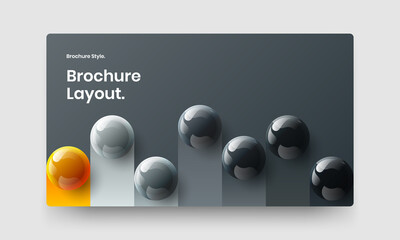 Abstract horizontal cover design vector template. Minimalistic 3D balls handbill concept.