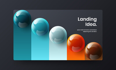 Fresh booklet vector design concept. Vivid 3D spheres company brochure layout.