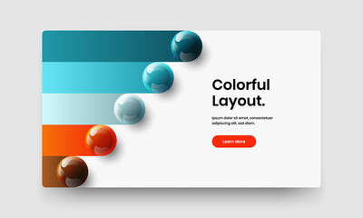 Clean 3D balls site illustration. Bright front page vector design layout.