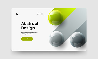 Premium realistic spheres site template. Amazing magazine cover vector design layout.