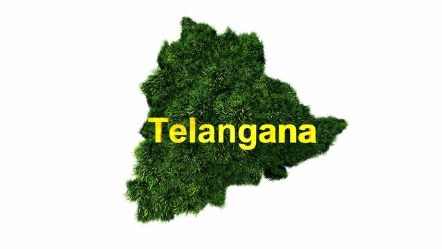 Telangana, India Map, Agriculture in Telangana, Map in green background. 3D rendering, 3D illustration.