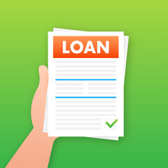 Loan agreement borrow money. Bank loan, credit agreement. Bank credit. Vector illustration.
