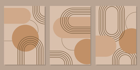 cover template, brown aesthetic style wall decoration. simple and minimalist interior decoration design