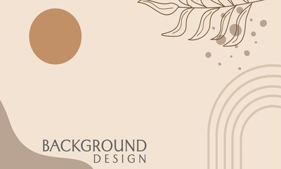 minimalist and modern styled brown abstract background design. design with hand drawn floral elements