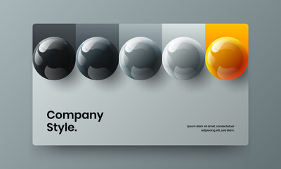 Colorful realistic balls magazine cover illustration. Original annual report vector design concept.