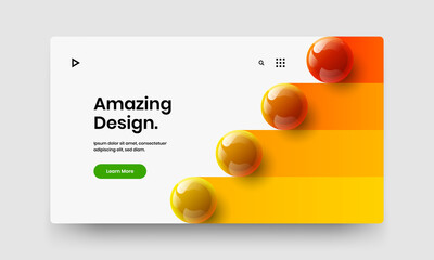 Vivid realistic balls company identity layout. Multicolored presentation vector design template.