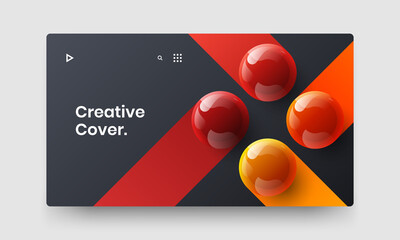 Multicolored realistic balls placard illustration. Simple site design vector layout.