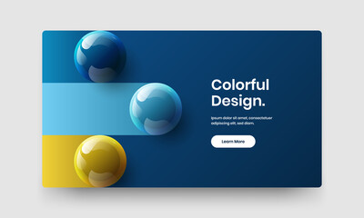 Multicolored website design vector layout. Abstract realistic balls magazine cover concept.