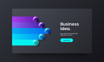 Abstract 3D balls magazine cover illustration. Bright flyer vector design template.