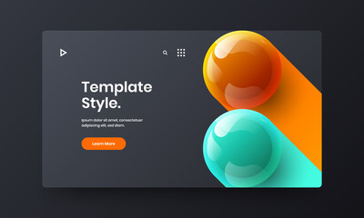 Trendy 3D balls company brochure template. Amazing site design vector layout.