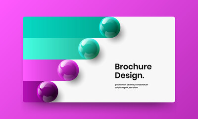 Premium catalog cover design vector illustration. Abstract realistic balls landing page layout.