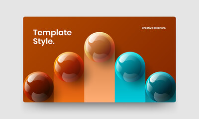 Premium pamphlet design vector illustration. Bright 3D spheres site screen template.