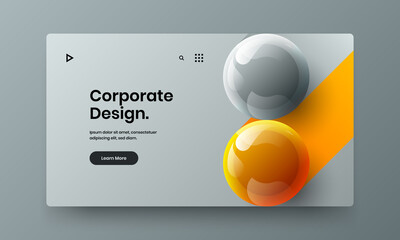 Isolated realistic balls brochure layout. Vivid postcard design vector template.