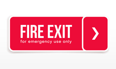 Emergency fire exit door icon. Red exit signs. Arrow symbol.