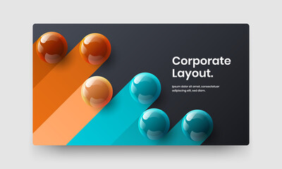 Original realistic balls corporate cover layout. Unique presentation vector design illustration.