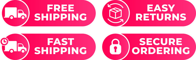 Set of Pink Shipping Icons Banners