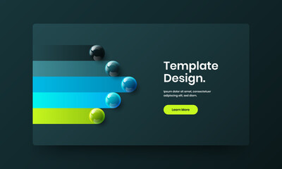 Multicolored postcard vector design template. Premium realistic balls site screen concept.