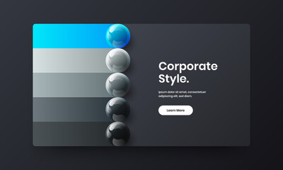Amazing website design vector template. Multicolored 3D spheres catalog cover layout.