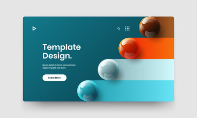 Premium front page design vector concept. Vivid realistic spheres placard layout.