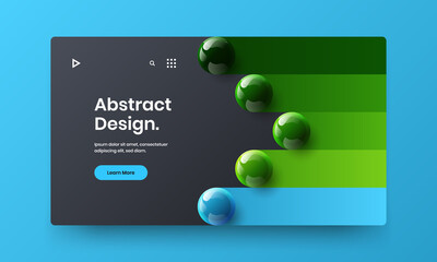 Clean journal cover vector design template. Minimalistic 3D balls site concept.