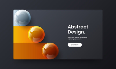 Original landing page vector design template. Unique 3D balls site screen concept.