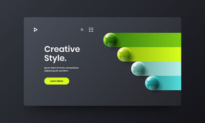 Abstract 3D balls web banner template. Bright corporate cover vector design concept.