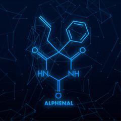 Alphenal formula. Alphenal chemical molecular structure. Vector illustration