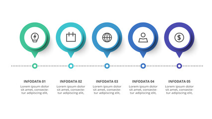 Creative concept for infographic with 5 steps, options, parts or processes. Business data visualization.