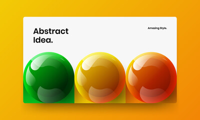 Vivid realistic spheres leaflet concept. Simple brochure design vector illustration.